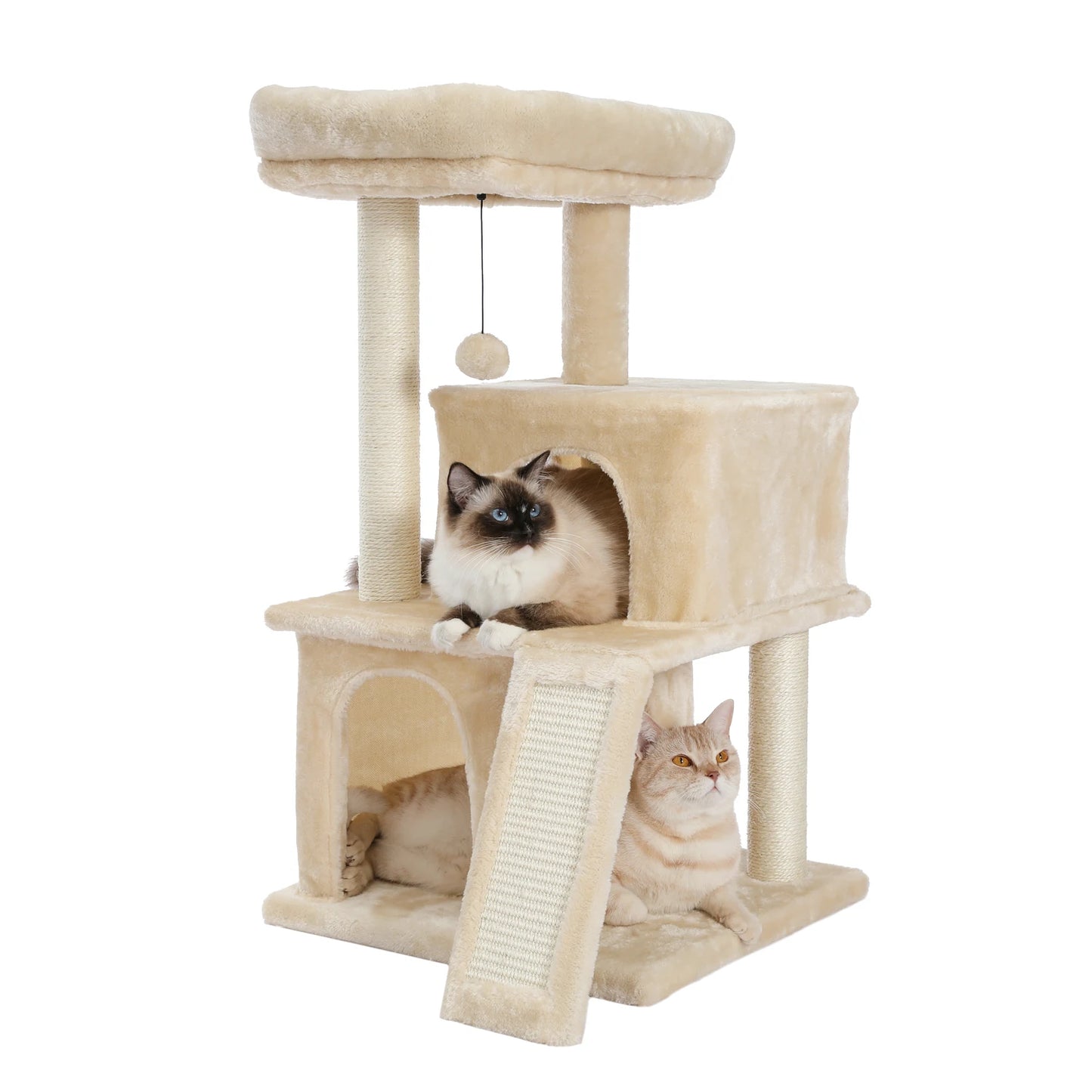 PEQULTI Cat Tree With Natural Sisal Scratching Post And Condo