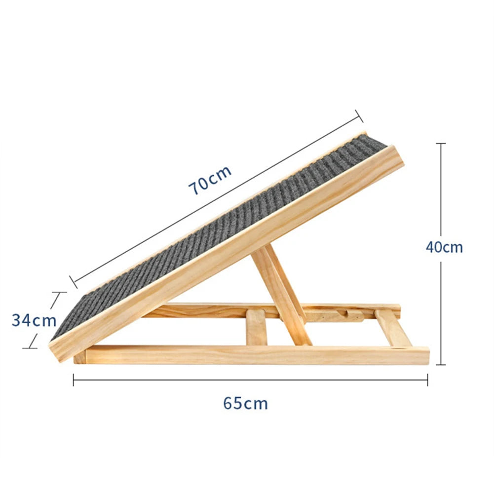 TWISTER.CK Pet Dog Ramp Ladder Natural Pine Wooden Lightweight Folding