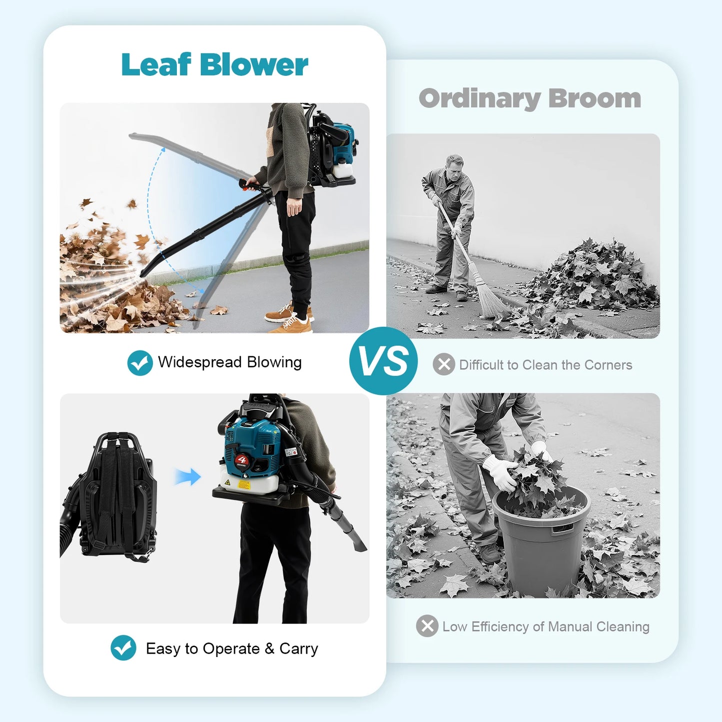 Bymaocar Backpack Leaf Blower 75.6cc 4-Stroke Gas Engine for Yard Debris