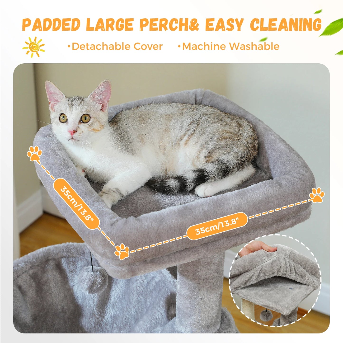 PEQULTI Cat Tree With Natural Sisal Scratching Post And Condo
