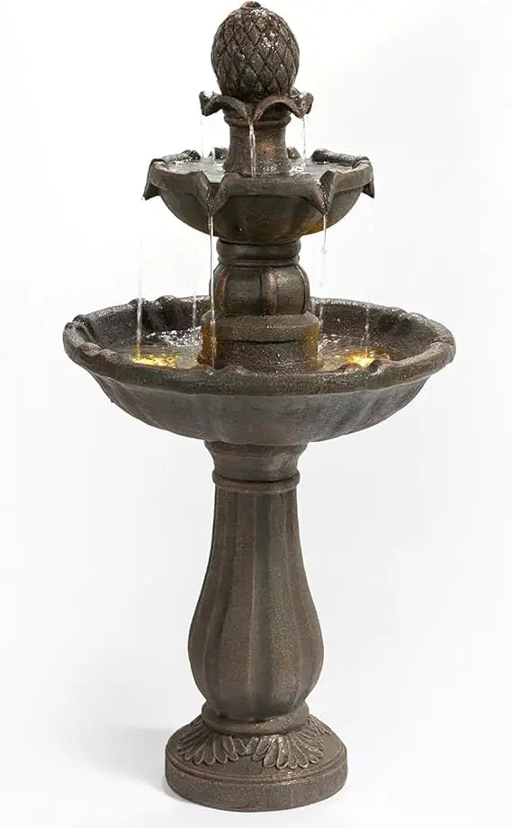 Three Tier Outdoor Water Fountain Weather Resistant Resin Bird Bath