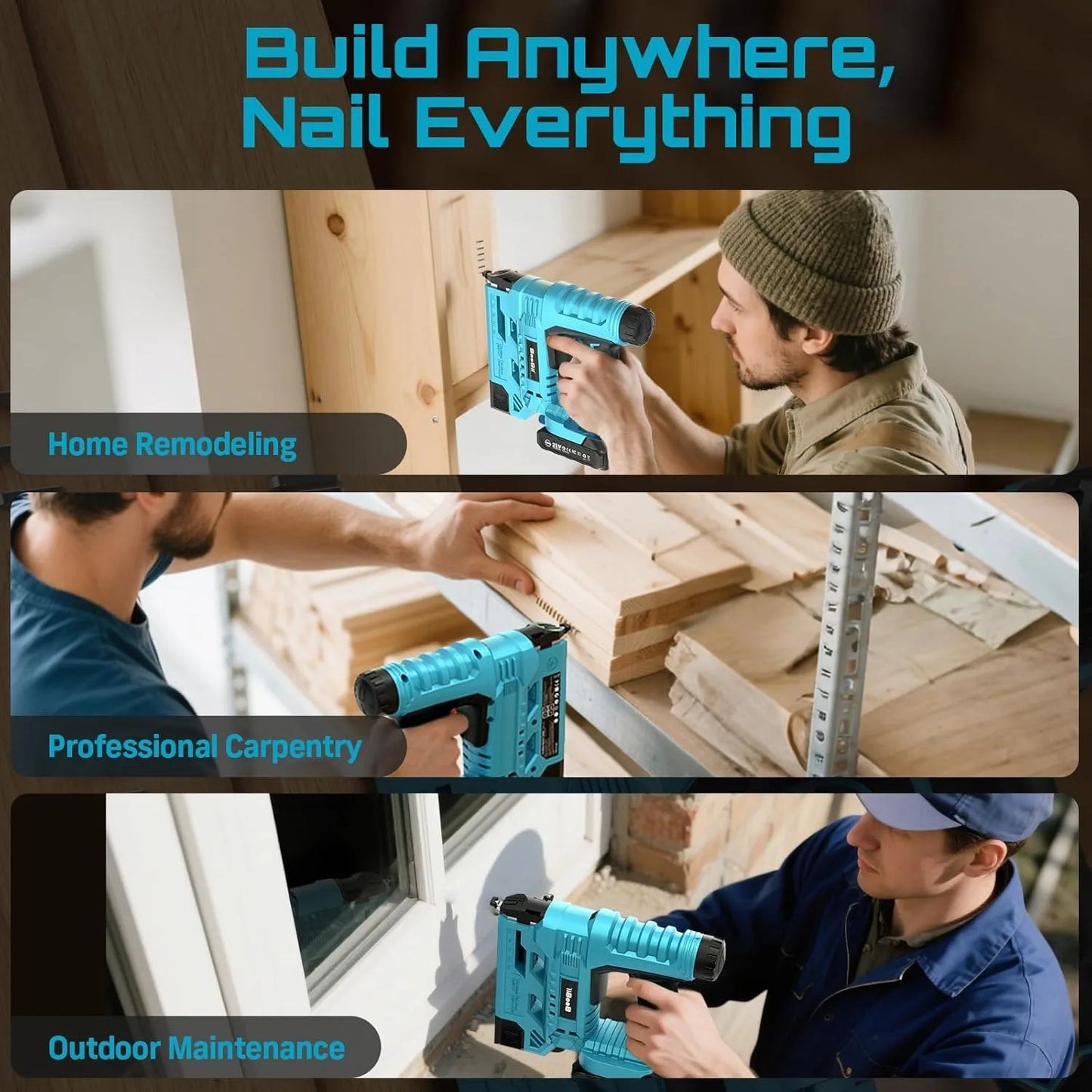 Seesii Cordless Brad Nailer With 1000 Nails And 2 Batteries