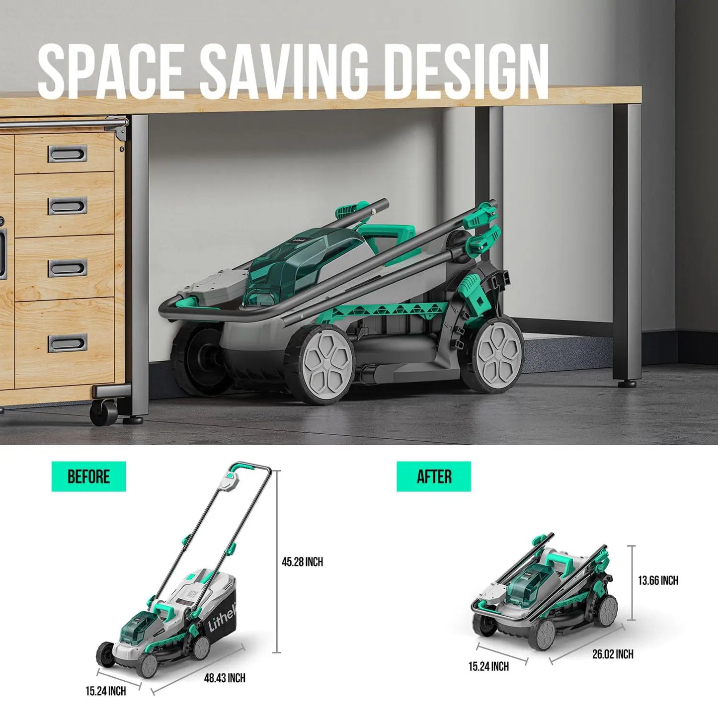 Cordless Lawn Mower 20V Brushless 5-Position Cutting Heights