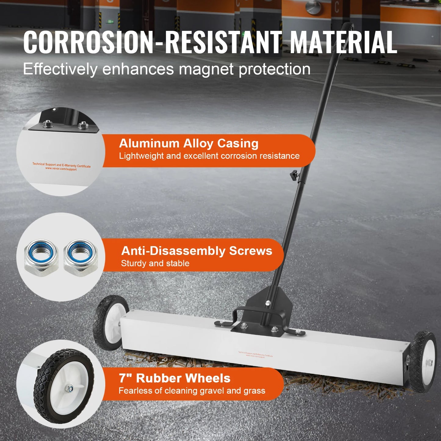 Magnetic Sweeper With Wheels Push Type Magnetic Pickup For Lawn