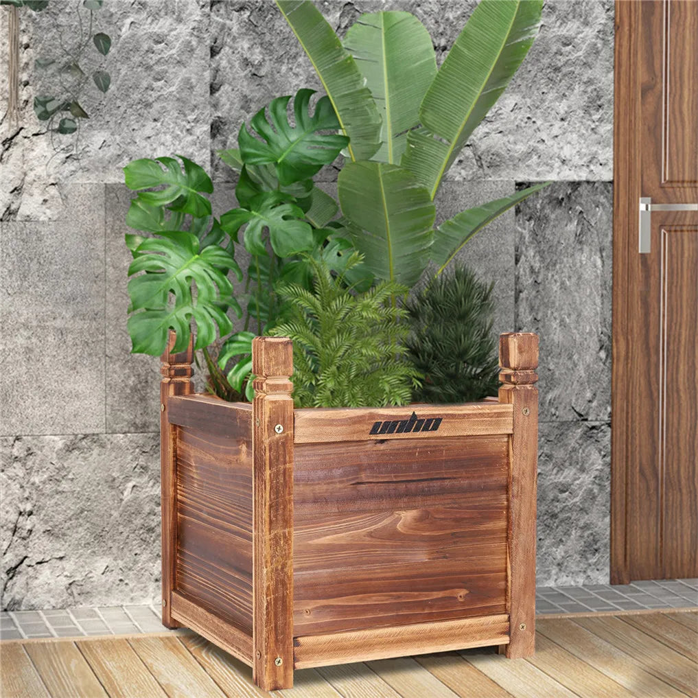 Pine Wood Raised Flower Bed Planter For Indoor Outdoor Gardening