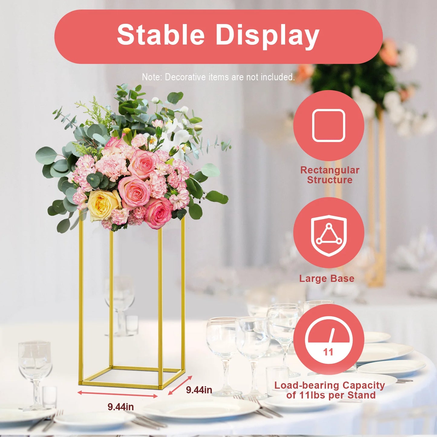 Wedding Flower Stand Set Metal Column Rack Balloon Holder Decor
