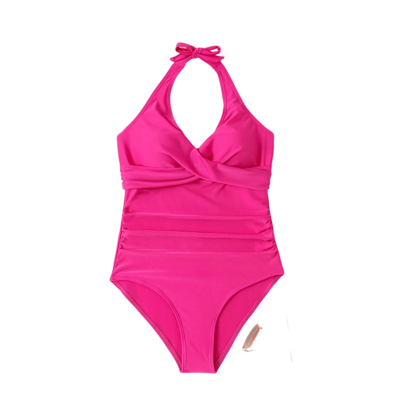 NONECN Tummy Control Cross Front Striped One Piece Swimsuit