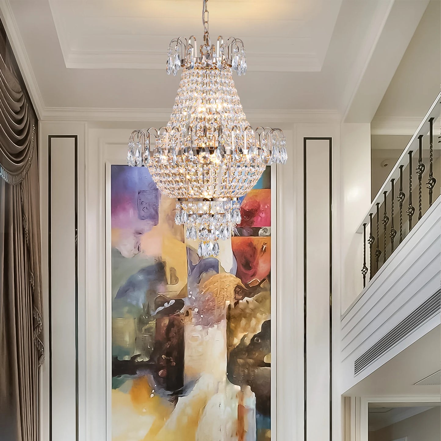 ARLGSITE Luxury Crystal Chandelier K9 Crystals Ceiling Pendant Light