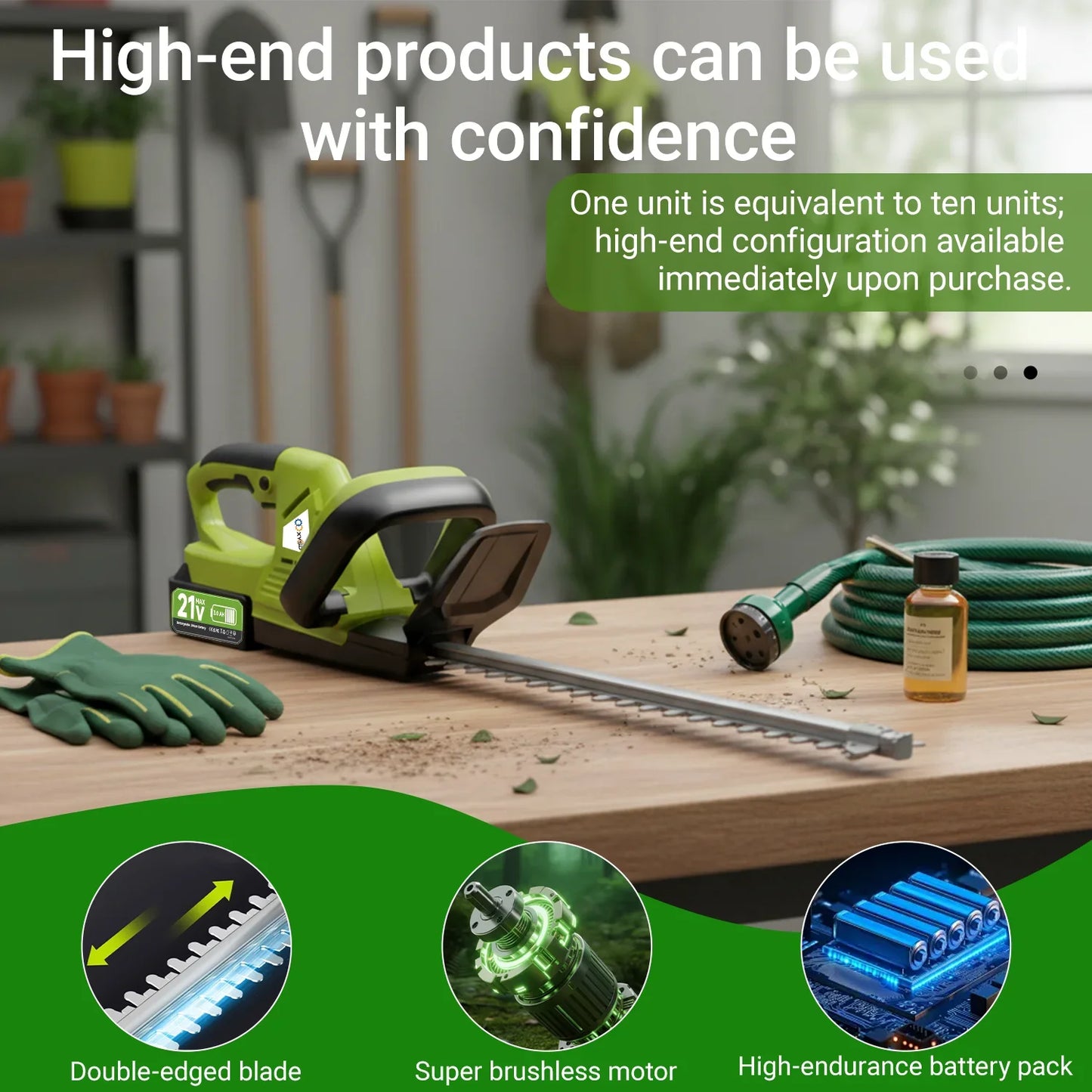 Brushless Electric Hedge Trimmer With Safety Lock Includes Batteries Blade Guard