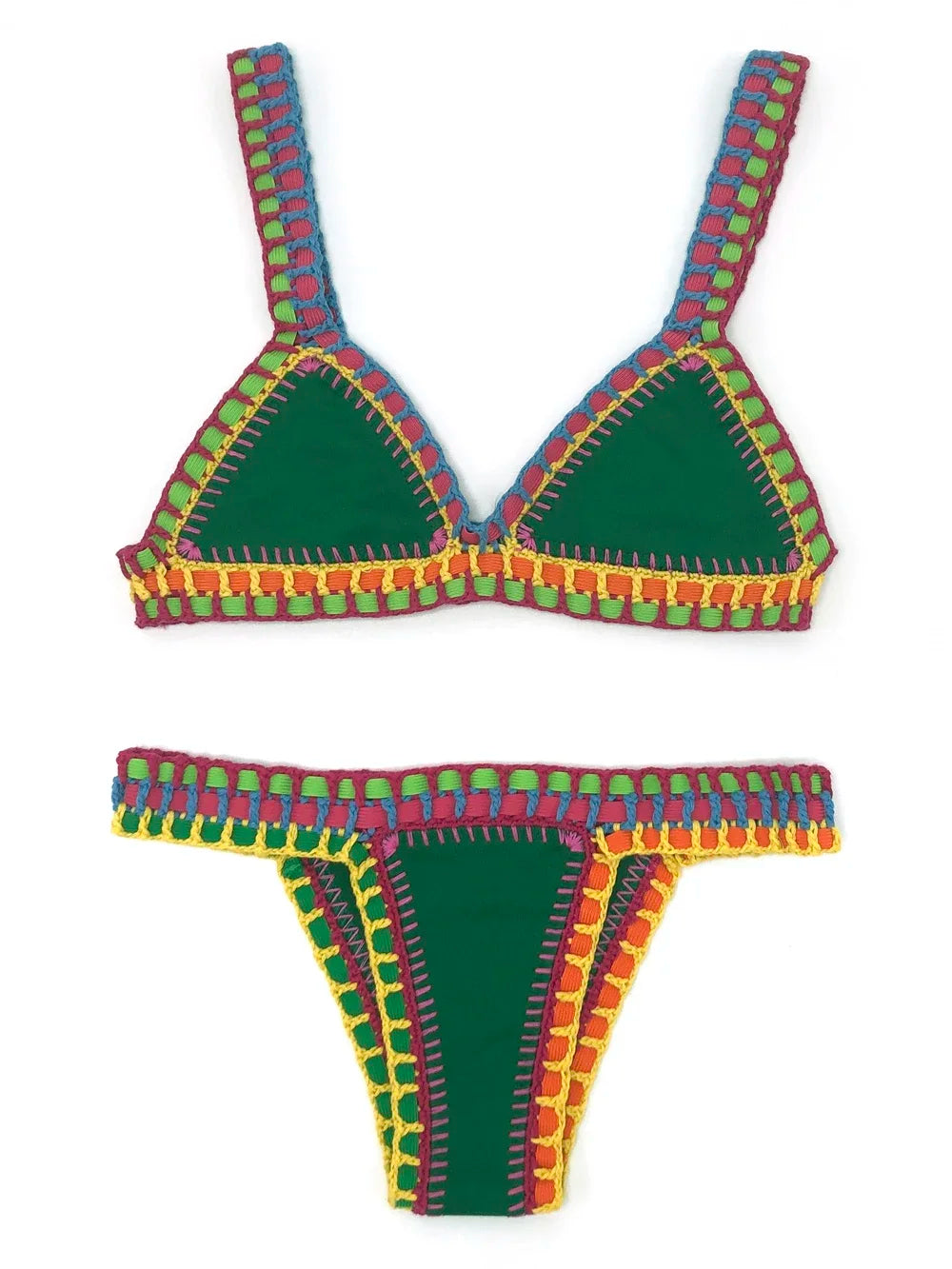 NONECN Crochet Two-Piece Bikini Set For Women Swimwear
