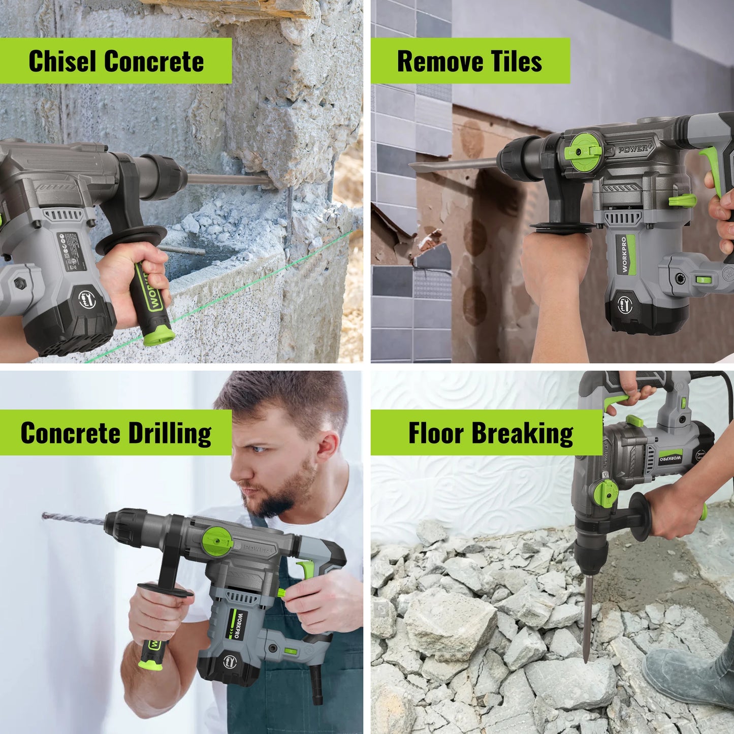WORKPRO Heavy Duty Rotary Hammer Drill for Concrete