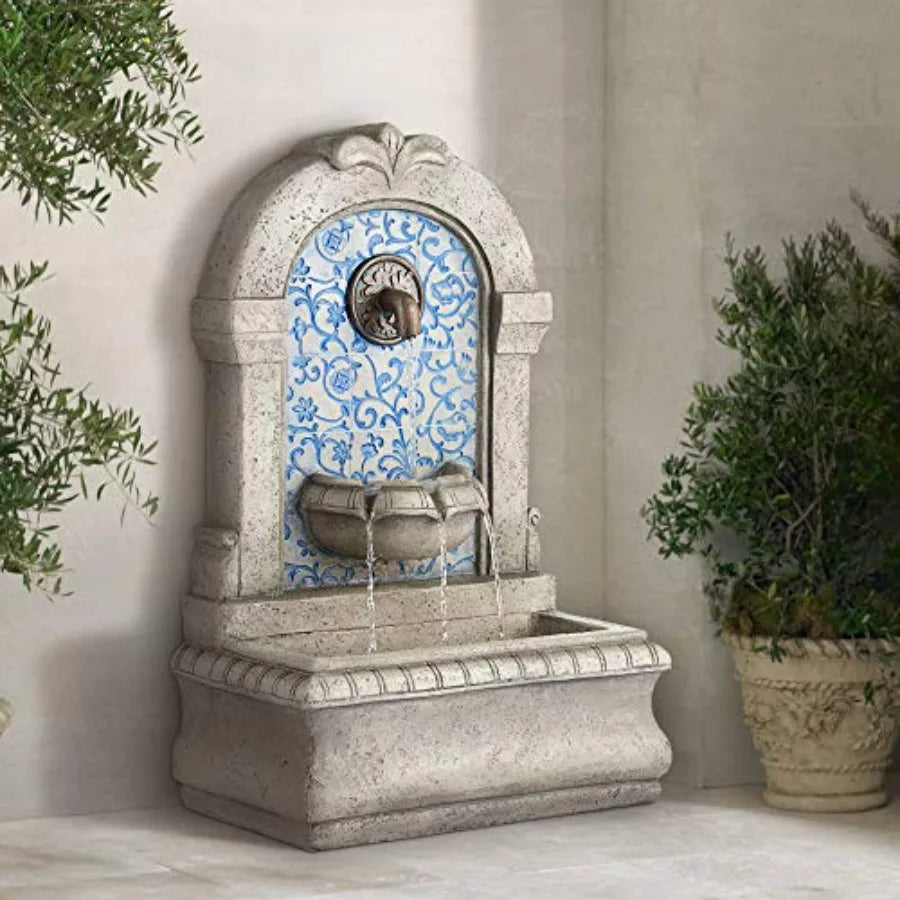 Italian Outdoor Decor Faux Stone Floor Fountain Waterfall Garden Feature