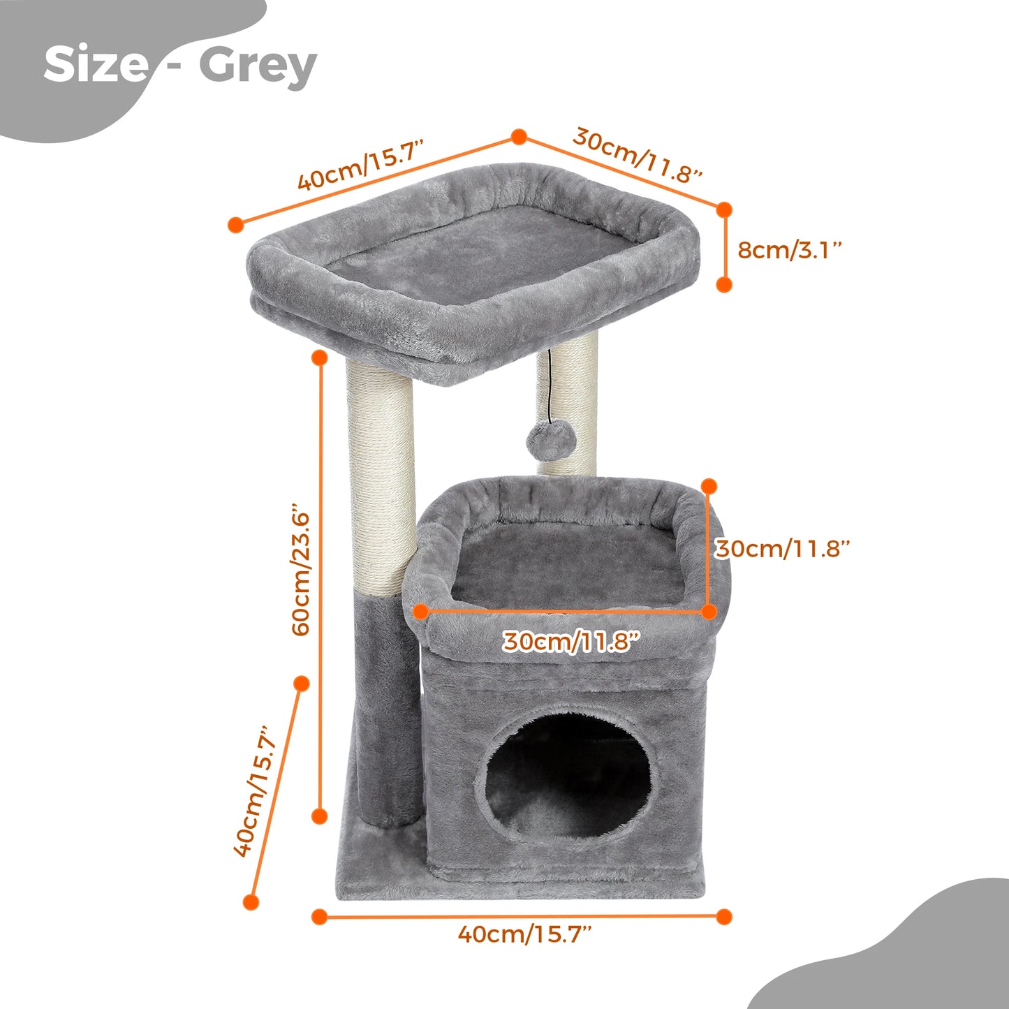 PEQULTI Cat Tree With Natural Sisal Scratching Post And Condo