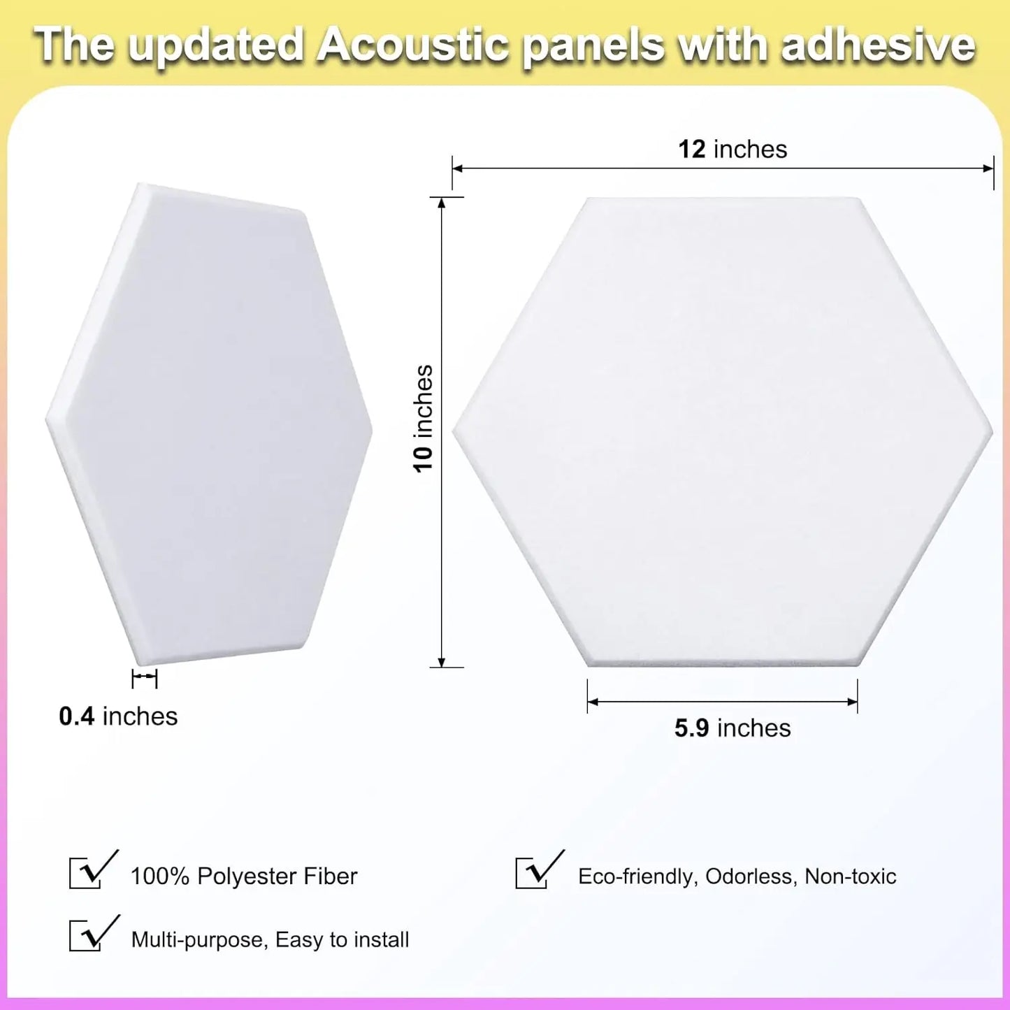 18 Pack SelfAdhesive Acoustic Panels Hexagonal Design For Home Office