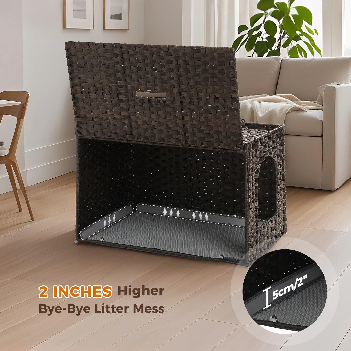 PAWZ Road Rattan Cat Litter Box Enclosure With Door