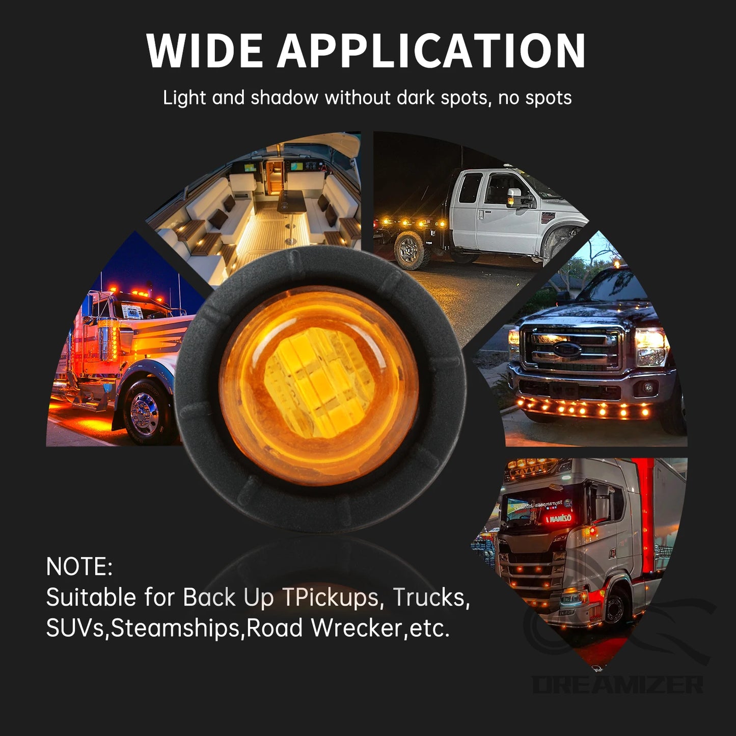 12V Round Trailer Side Marker Lights For Truck Trailer Boat