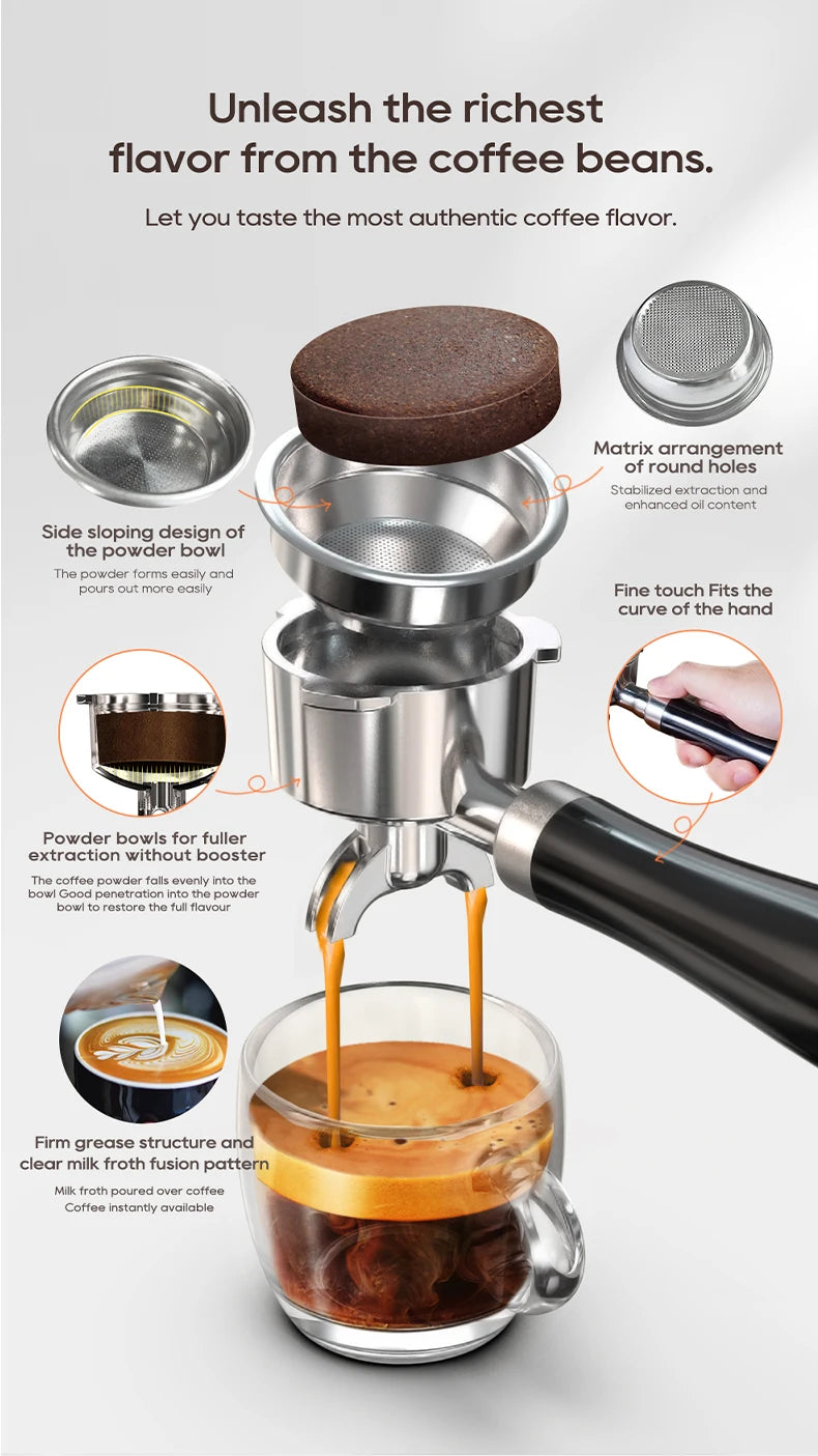HiBREW 20 Bar Semi Automatic Espresso Temperature Adjustable 58mm Portafilter