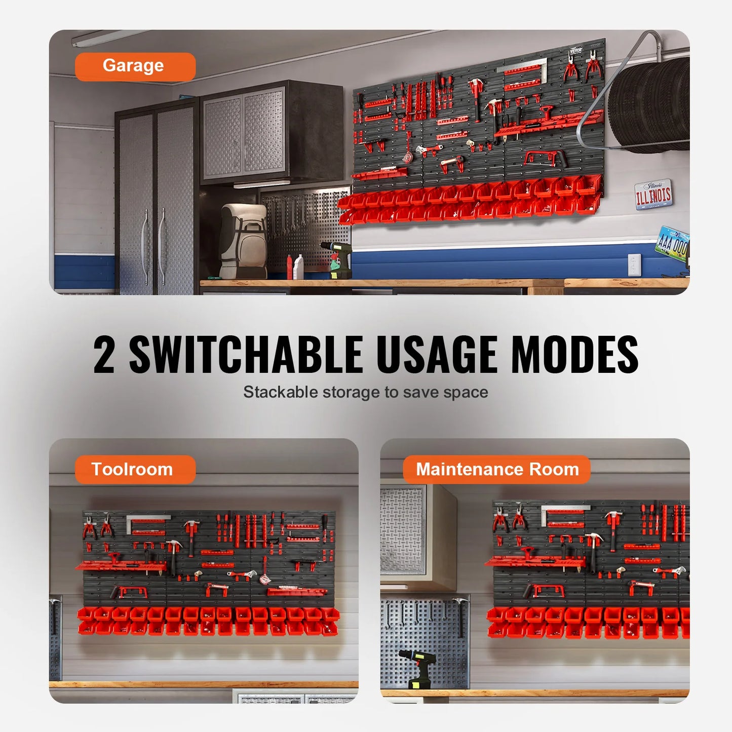 SucceBuy Wall Mounted Storage Bins Rack Organizer For Garage Tools