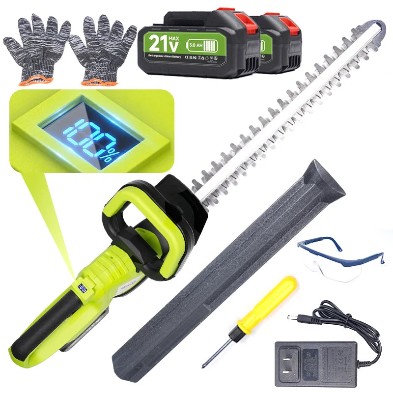 Brushless Electric Hedge Trimmer With Safety Lock Includes Batteries Blade Guard
