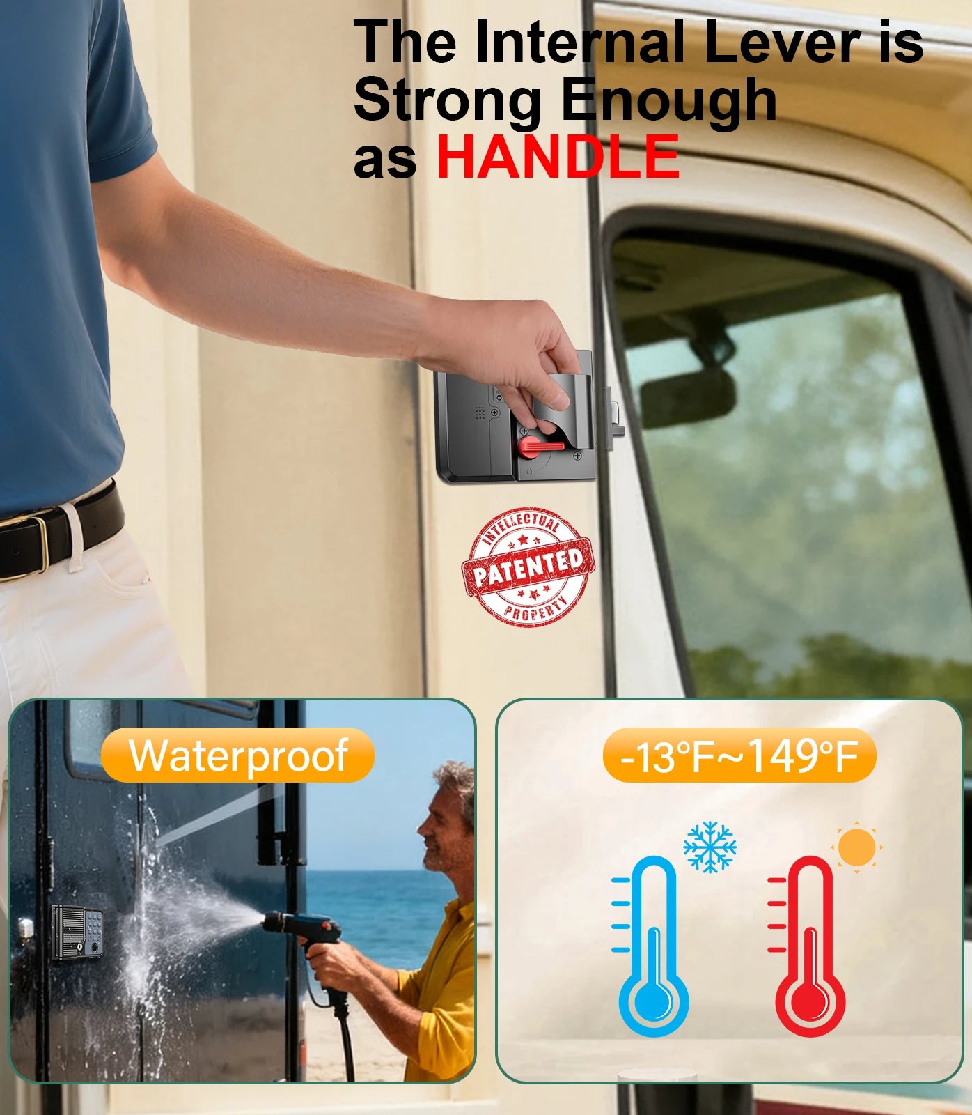 Smart RV Door Lock Keyless Entry Weatherproof Fingerprint Remote Keypad
