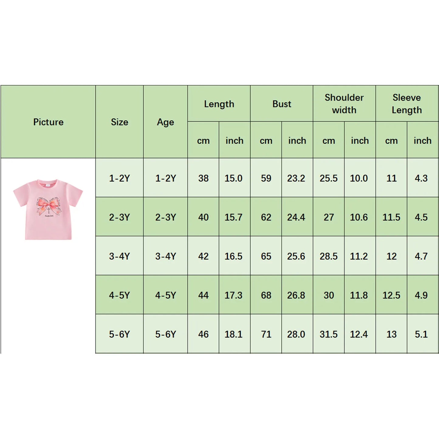 Infant Girls Round Neck Short Sleeve Top With Bow Print