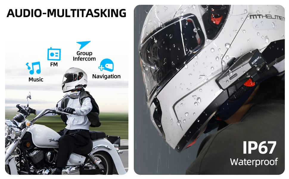 JimiLife Motorcycle Helmet With Bluetooth Earphones And 2 Kilometer Intercom