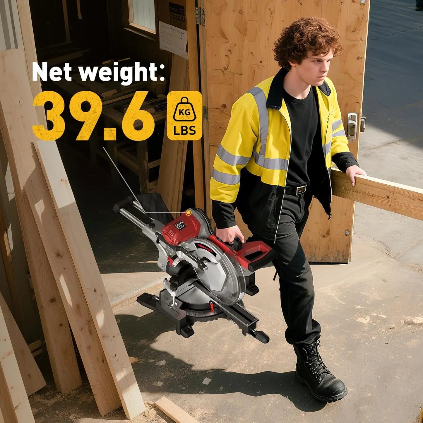 Marvtool JS-1207C3 Sliding Compound Miter Saw Dual-Bevel 0-45 Degrees