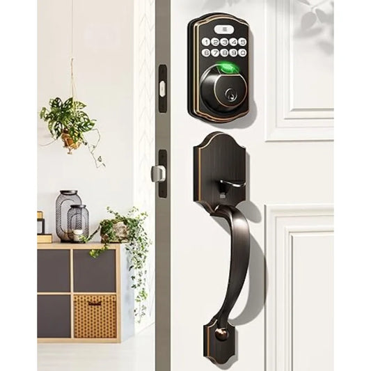 SHXI Fingerprint Door Lock Set Keyless Entry With Lever Handle