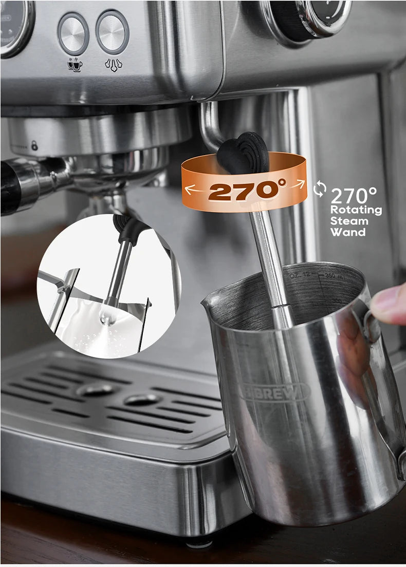 HiBREW 20 Bar Semi Automatic Espresso Temperature Adjustable 58mm Portafilter