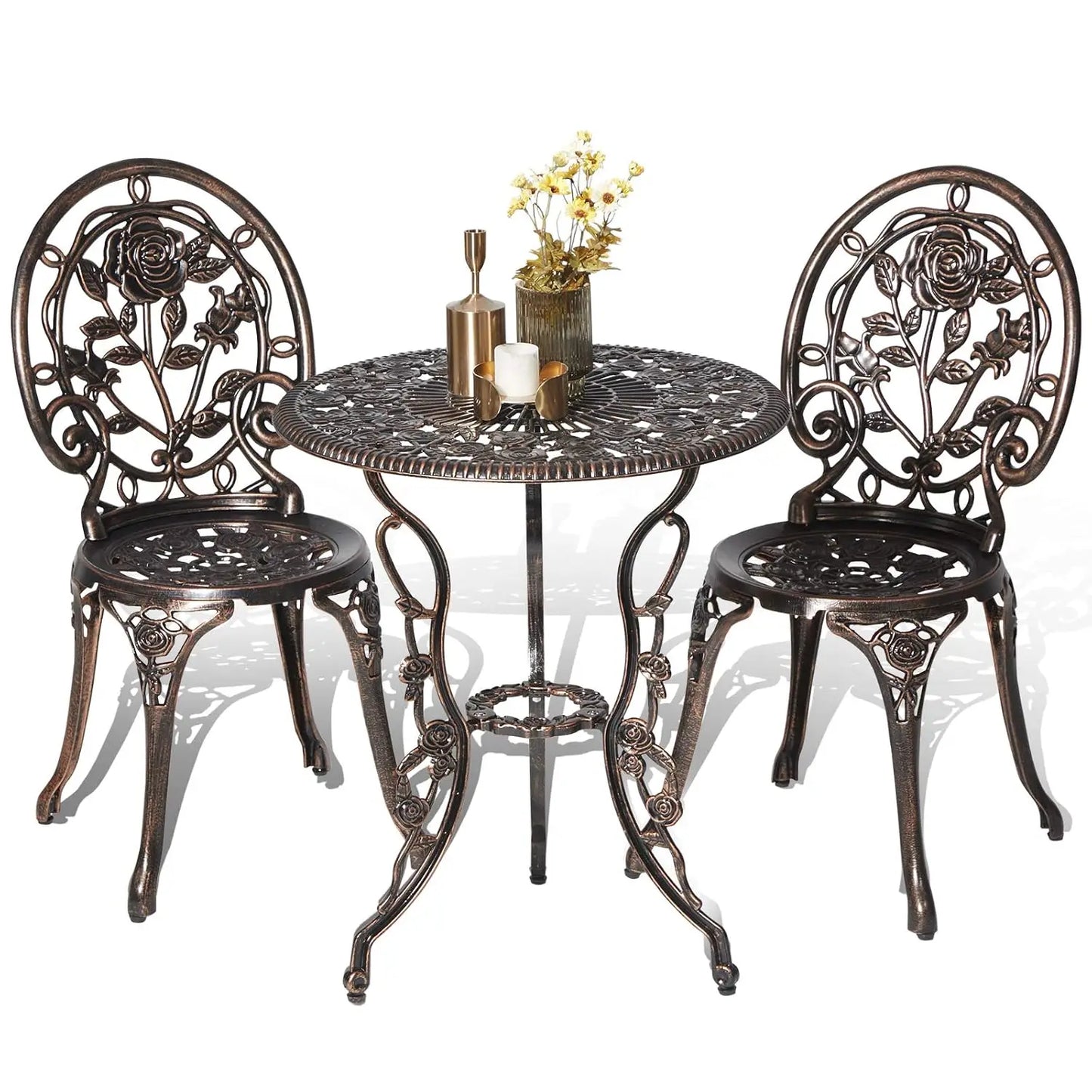 Bistro Table And Chairs Set Outdoor Patio Cast Aluminum