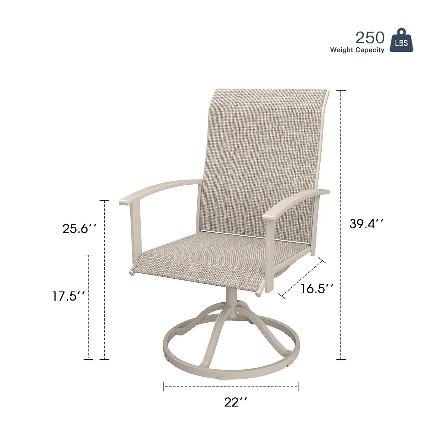 Swivel Patio Chairs Set of 4 High Back Textilene Dining