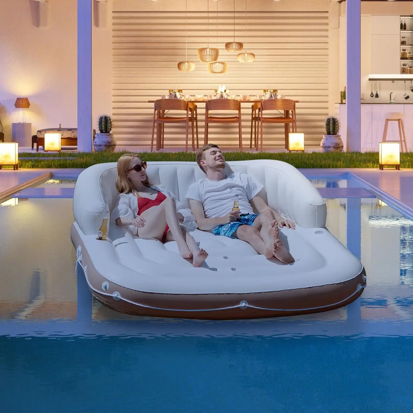 Moccha Inflatable Island With Canopy Party Floats SPF50 Sunshade