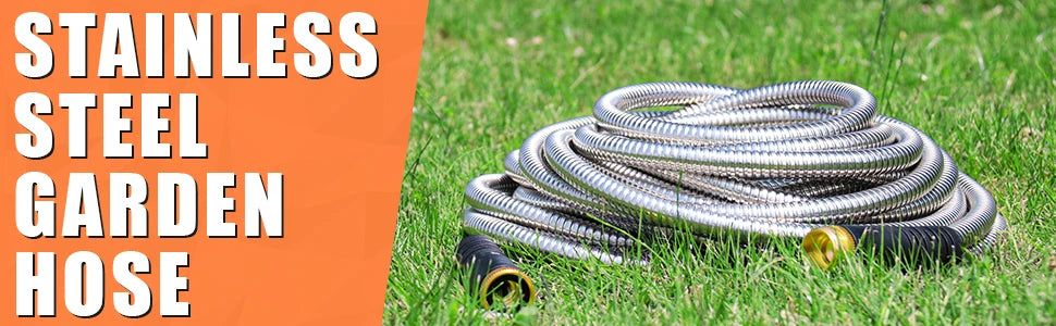 Stainless Steel Garden Hose With 10 Function Spray Nozzle