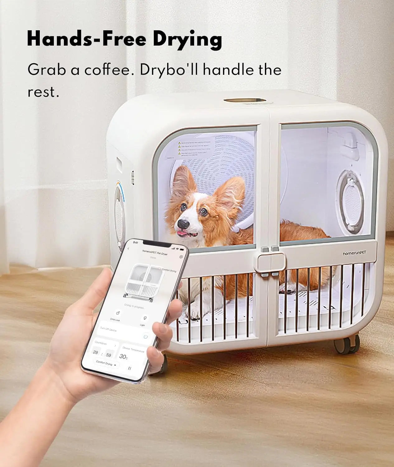 135L Pet Dryer Box Ultra-Quiet Smart Temp Control 360° Hands-Free Safe Drying Dogs Cats Multi-Pet, Custom