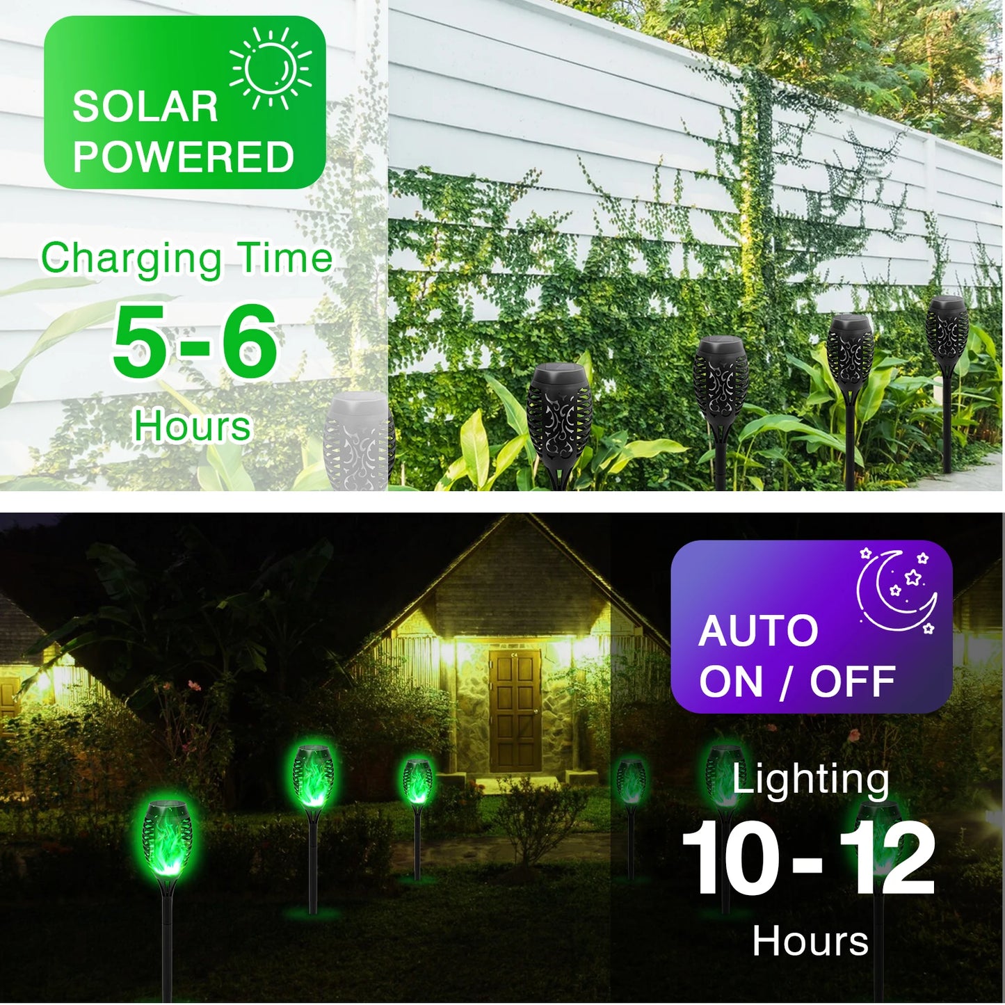 Solar Flame Torch Lights LED Flickering Outdoor Lawn Path Decoration