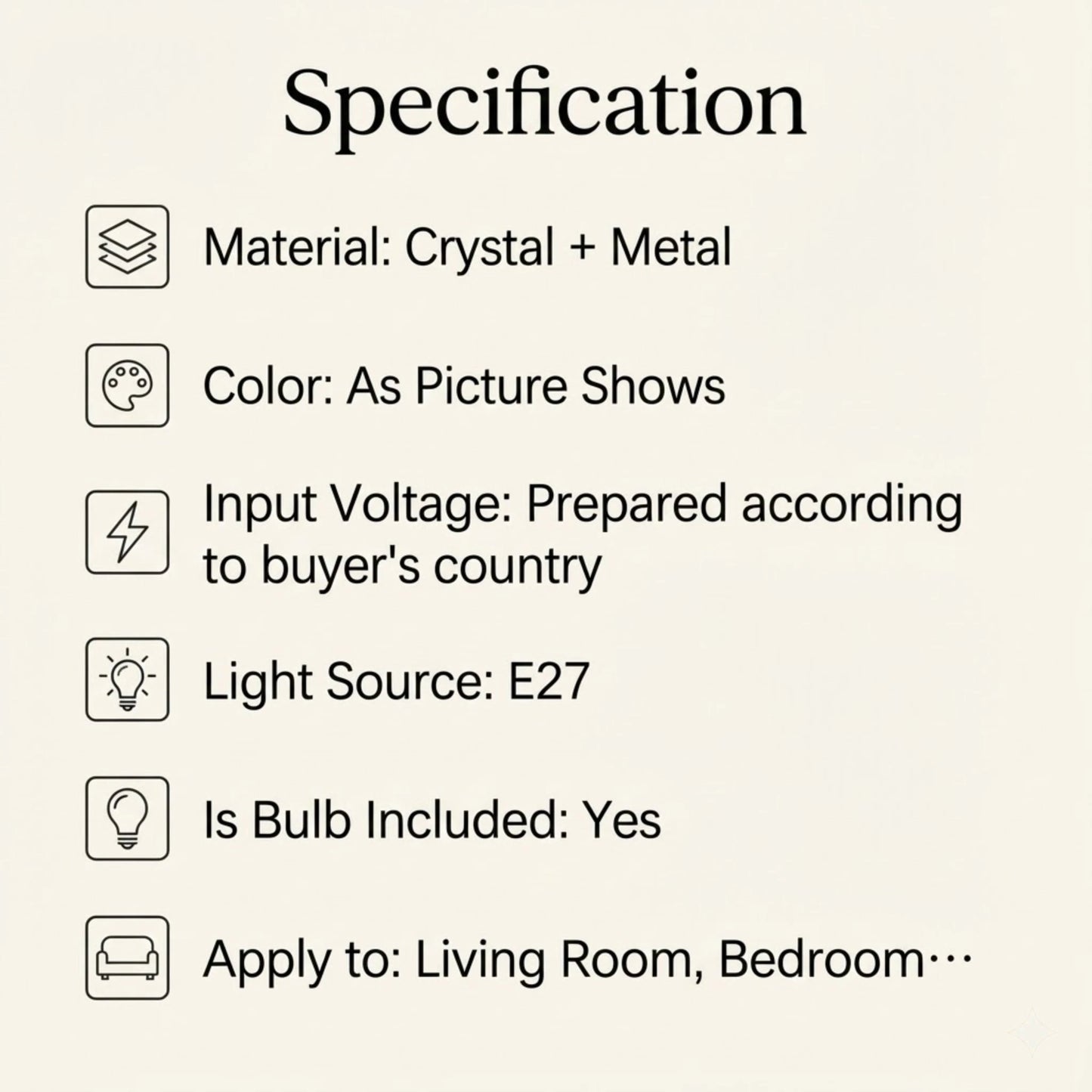 Crystal Table Lamp With Hanging Crystal Drops For Living Room
