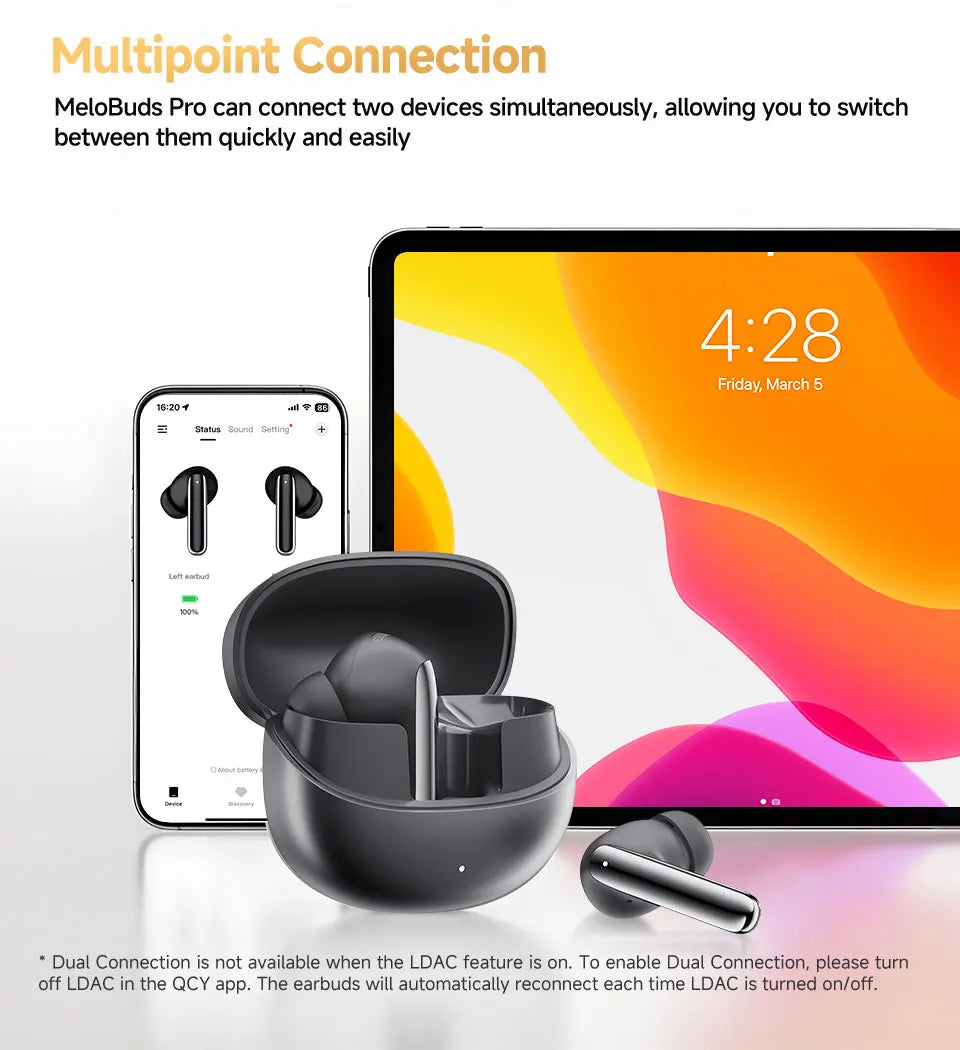 QCY MeloBuds Pro ANC Bluetooth Earbuds With LDAC HiRes