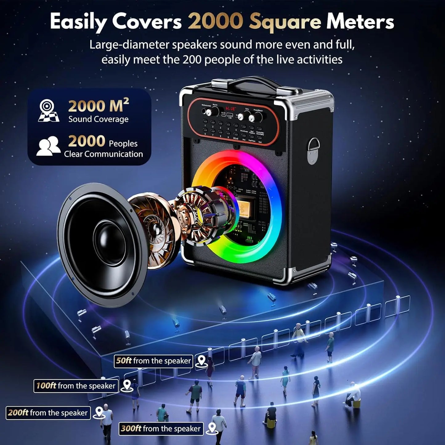Portable Karaoke Machine With Bluetooth Speaker And Wireless Microphones