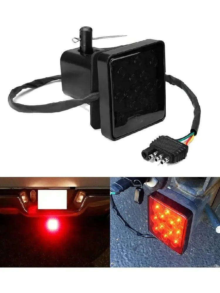 Smoked Lens 15-LED Truck Brake Light Taillight Trailer Hitch Cover