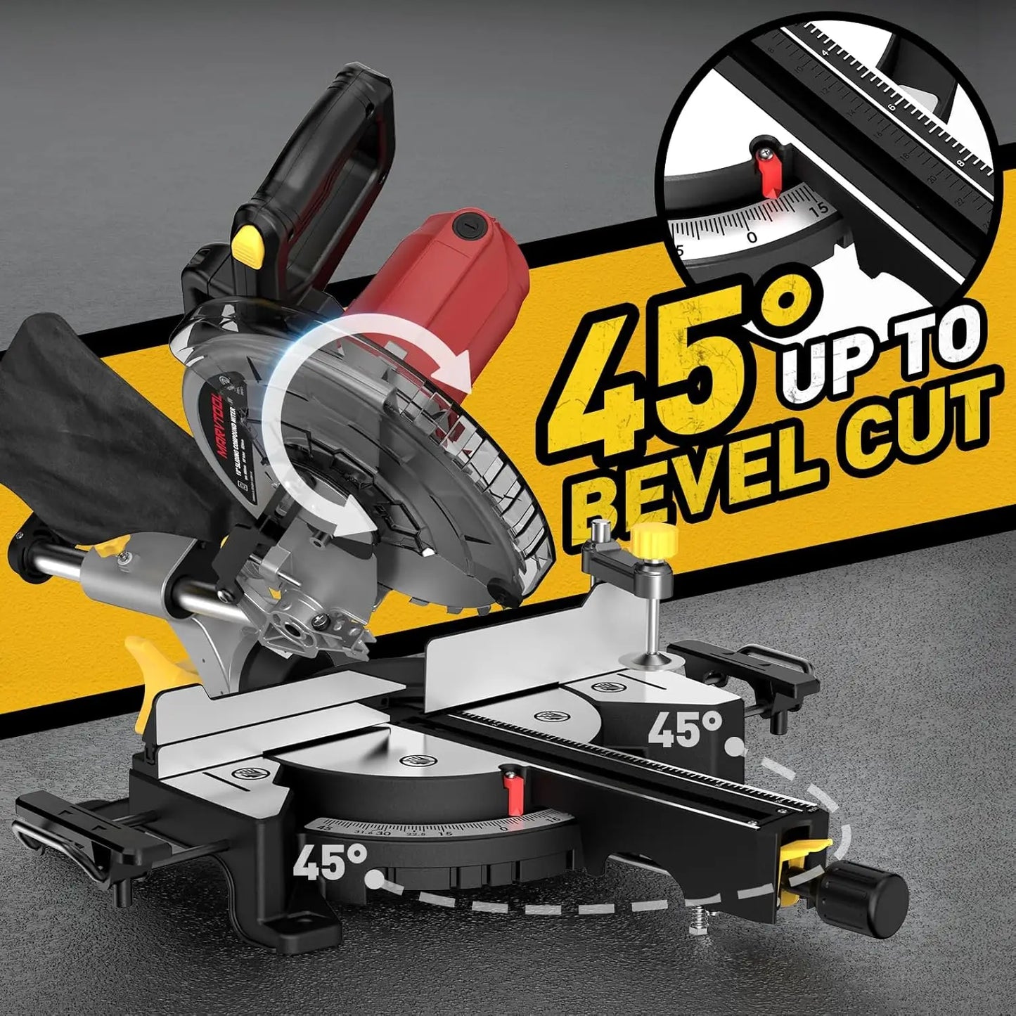 Marvtool Electric Sliding Compound Miter Saw 15 Amp Heavy Duty