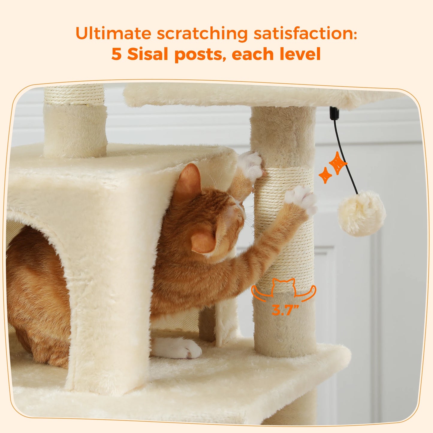 PAWZ Road Cat Tree Tower With Sisal Scratching Posts Hammock
