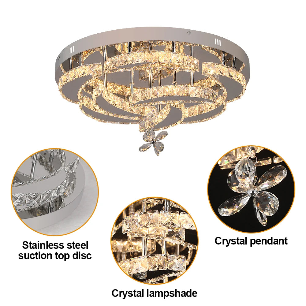 Vetrulus Luxury K9 Crystal Chandelier Modern Dimmable Ceiling Lamp