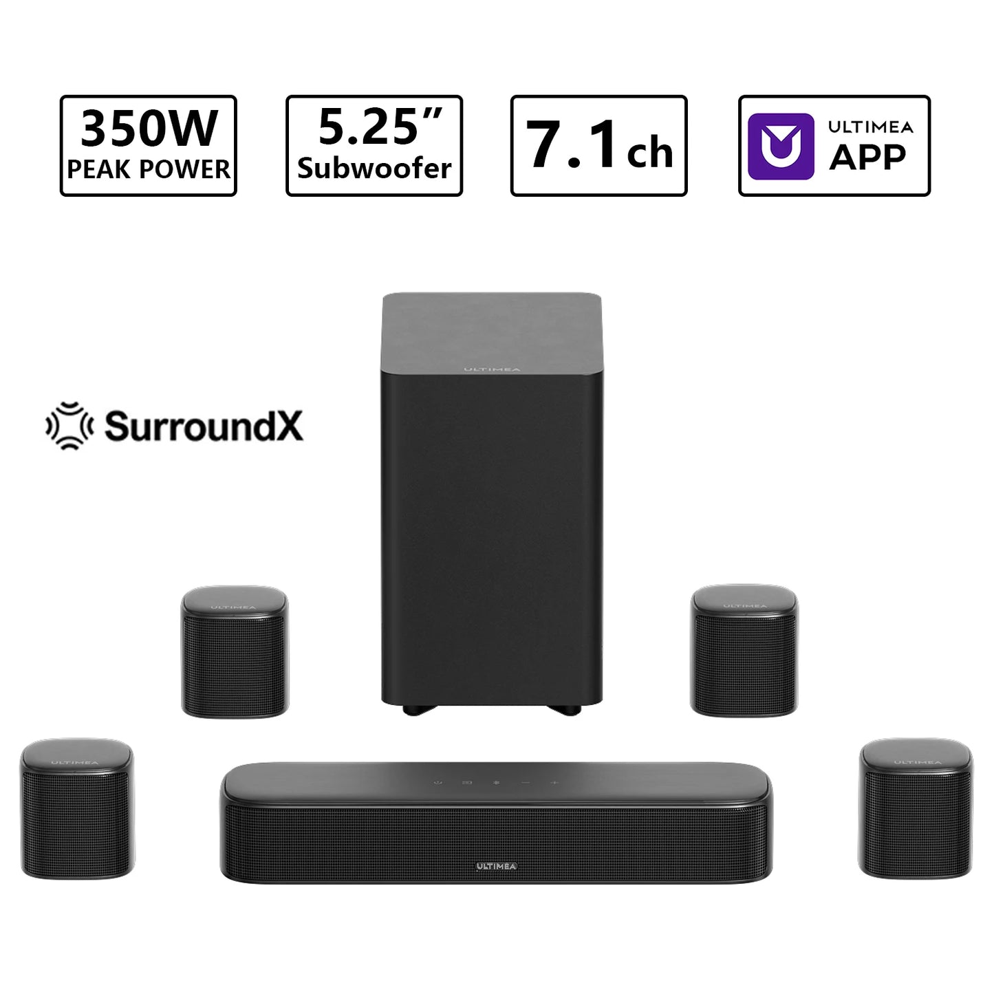 Ultimea 350W 7 1ch Virtual Surround Soundbar With Subwoofer