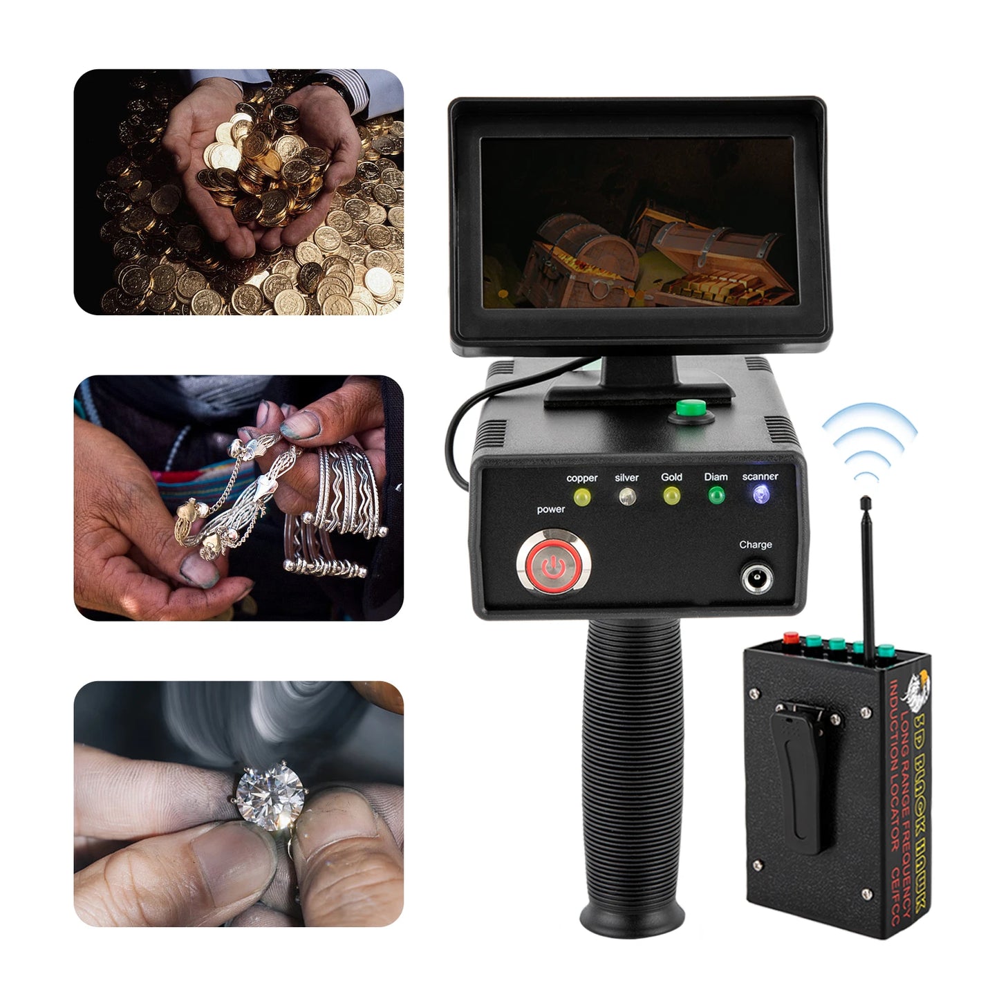 Metal Detector 3D LED Display Treasure Finder With Locator