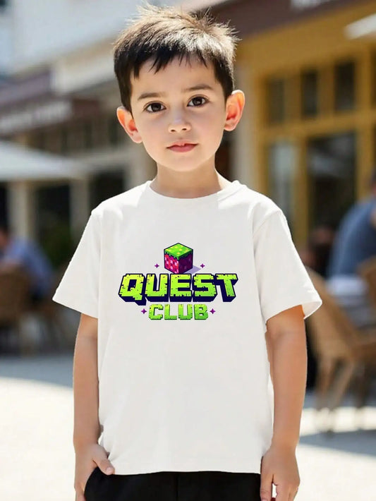 Pixel Art Quest Club Unisex Cotton T Shirt for Kids