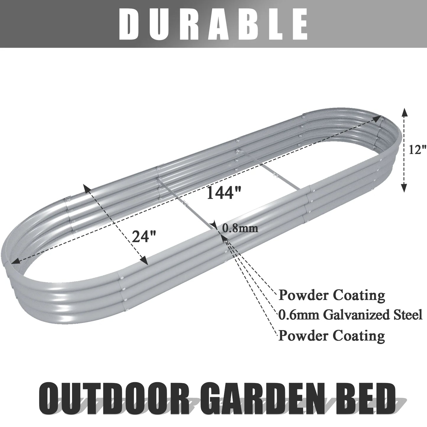 Tramull Galvanized Raised Garden Bed Outdoor Planter Box for Vegetables