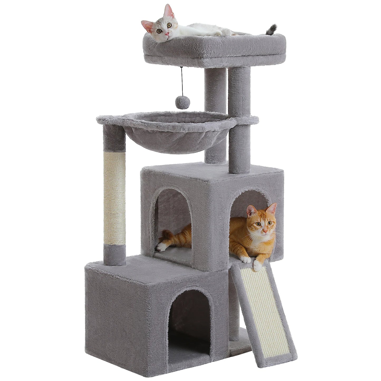 PEQULTI Cat Tree With Natural Sisal Scratching Post And Condo