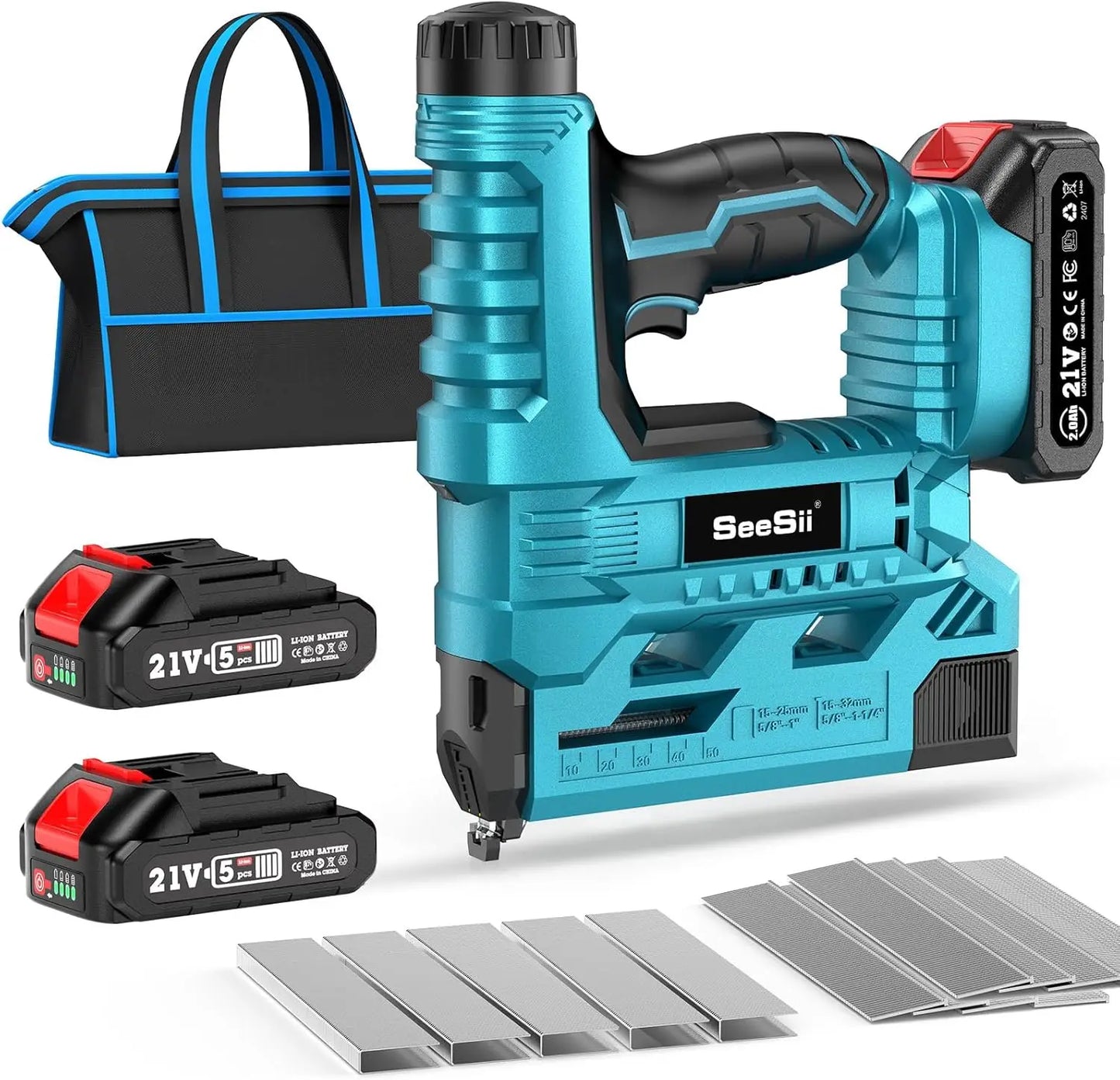 Seesii Cordless Brad Nailer With 1000 Nails And 2 Batteries