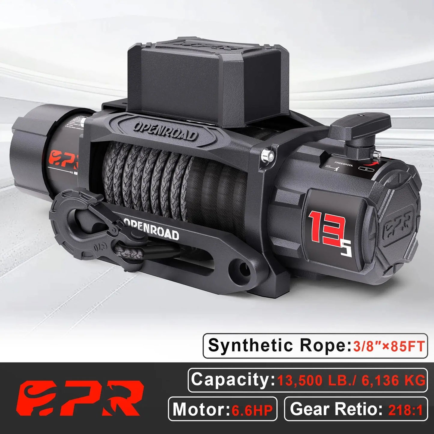 OPENROAD 12v 13500lbs Recovery Winch with Synthetic Rope 2 Wireless Remotes IP68 Waterproof Electric Winch for Jeep 4x4 Off Road