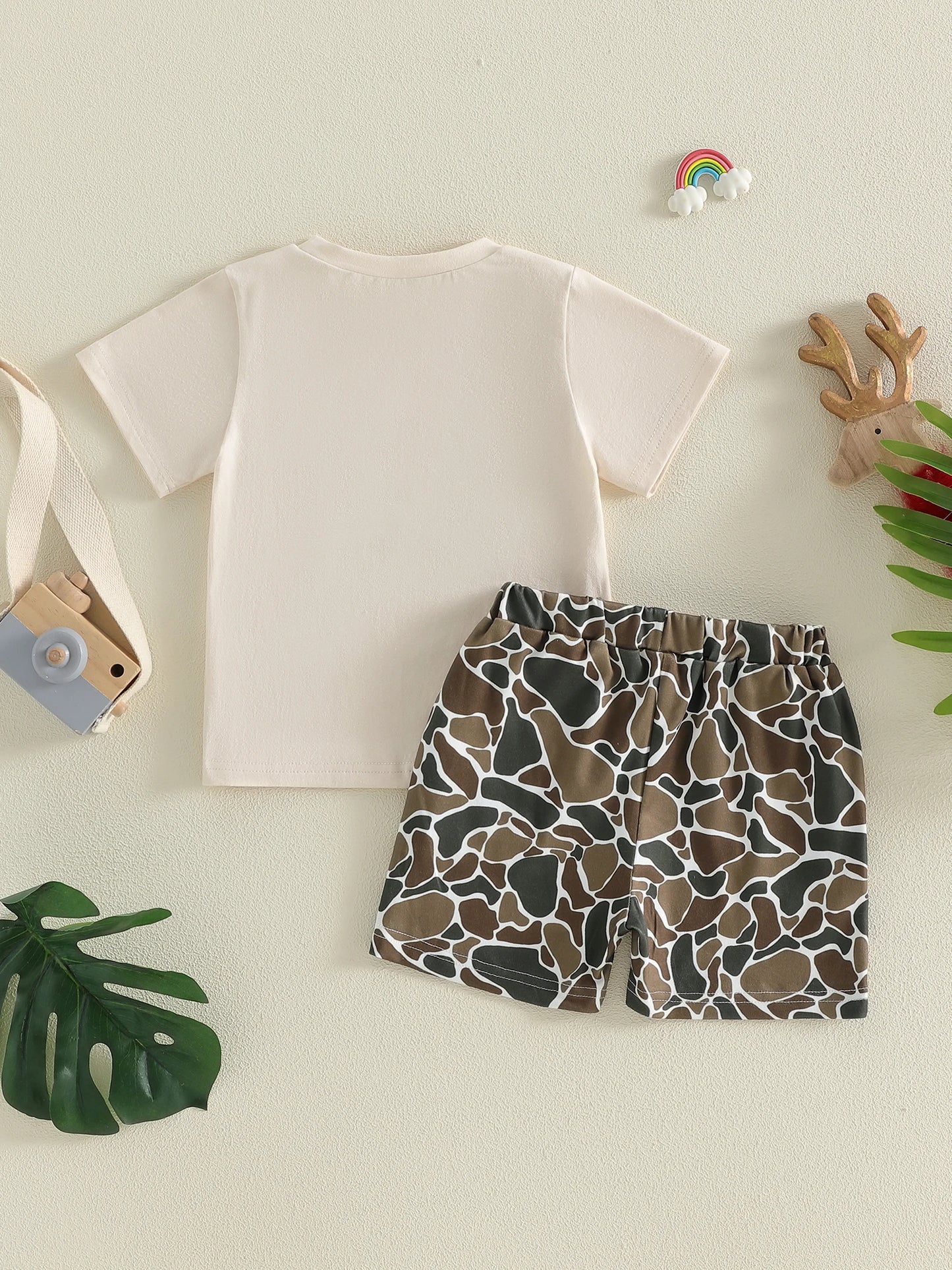 Baby Summer Outfit Set Short Sleeve Tee and Camo Shorts